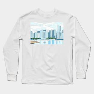 Vancouver waterfront: digital painting Long Sleeve T-Shirt